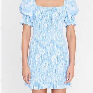 NEW Faithfull the Brand Blue Roos Tie Dye Magnolia Mini Dress US 8